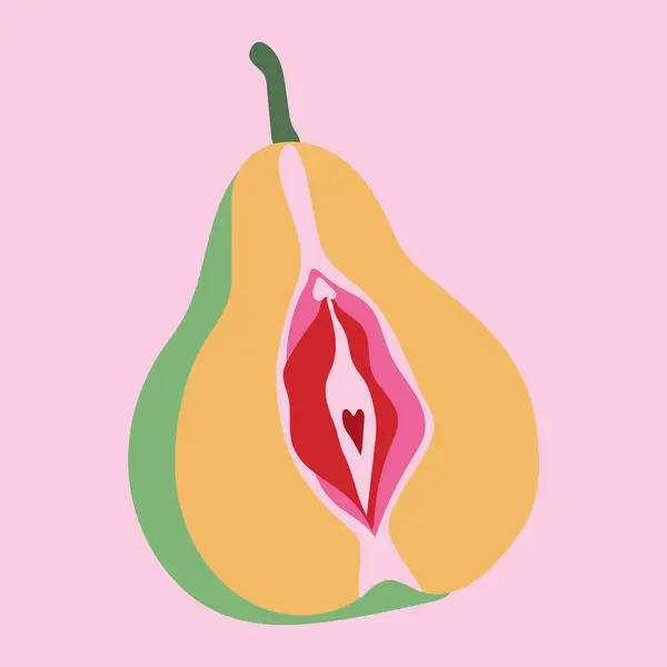 Kadın dudağının dış hatlarıyla armut. Vulva