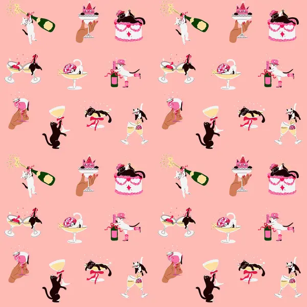 Kokteyl Gözlüklü Şirin Çizgi Filmlerdeki Kediler gibi kusursuz bir desen. Parti Poz Paketi