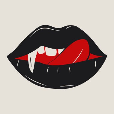 Sivri dişli vampir dudakları. Baştan çıkarıcı Gotik Sanat