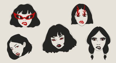 Keskin Sivri dişli ve Kırmızı Gözlü Vampir Kız