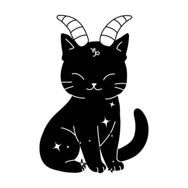Oğlak Sembolü ve Astroloji Tasarımı Olan Kedi