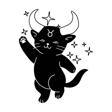 Boğa Burcu Amblemli Kedi Karakteri