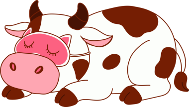 Sevimli Uyuyan İnek Göz Maskesi Takıyor