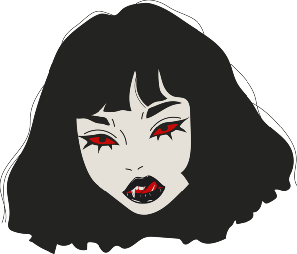 Ateşli Kırmızı Gözlü Gizemli Vampir Kadın Gotik Tarzı