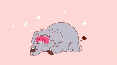 Tatlı Anime Fil Göz Maskesiyle Uyuyor Döngü Animasyonu