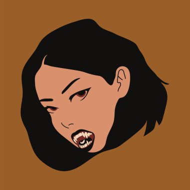 Keskin Dişleri ve Keskin Bakışları olan Koyu Kadın Karakteri