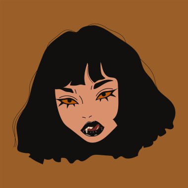 Kara Dudaklı ve Vampir Dişli Gotik Kadın Karakteri