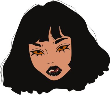 Kara Dudak ve Sivri Dişli Gotik Kadın Karakteri