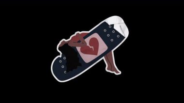 Kalbi kırık bir kızın katlanmış kağıt yapıştırması. Alfa şeffaflığıyla Sevgililer Günü karşıtı kavram