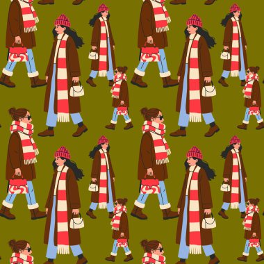 Kışlık Paltolu ve Eşarplı Kusursuz Kadın Örtüsü