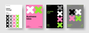 Yaratıcı İş Sunumu Tasarımı. Soyut Arkaplan Şablonu. Geometrik Sancak Düzeni. El ilanı. Kitap kapağı. Poster. Rapor verin. Broşür. Dergi. Broşür. Haber bülteni. Marka Kimliği. Broşür