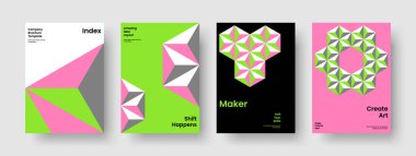 Geometrik İş Sunumu Tasarımı. Yaratıcı Arkaplan Düzeni. İzole Rapor Şablonu. Kitap kapağı. Pankart. Broşür. El ilanı. Poster. Marka Kimliği. El ilanı. Haber bülteni. Not defteri. Dergi