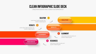 Satış Raporu Sunum Düzeni Vektör İllüstrasyonu. Atılgan Genel Bakış 4 Adım Bilgi Şablonu. Profesyonel Strateji Dört Seçenek Diyagram Kaydırma Tasarımı.