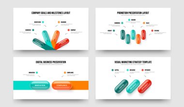 Yatırımcı Planlama Dört Beş İki Üç Seçenek Çerçeve Tasarım Vektör İllüstrasyon Koleksiyonu. Dijital Analiz 4523 Adım Bilgi Kaydırma Düzenini Ayarla.