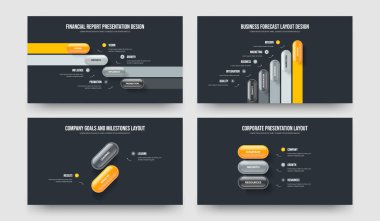 Şirket Analizi Dört Beş İki Üç Basamaklı Bilgi Çerçeve Düzenleme Vektör İllüstrasyon Koleksiyonu. Finansal Brifing 4523 Element Diyagram Slayt Tasarımı.