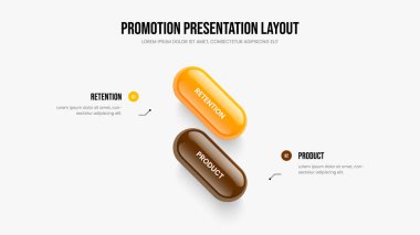 Ürün Geliştirme 2 Element Bilgi Kaydırma Şablonu. Yaratıcı Fırlatma İki Adım Diyagram Düzenlemesi. Proje Çözüm Slayt Gösterisi Tasarım Vektörü İllüstrasyonu.