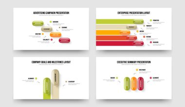 İş Profili 4-5-2-3 Seçenek Bilgi Şablonu Vektör Resimleme Koleksiyonu. Pazarlama Genel Görünümü 4523 Adım Diyagramı Slayt Düzeni Paketi.