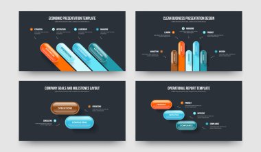Yaratıcı İnceleme 4-5-2-3 Element Sunum Şablonu Vektör İllüstrasyon Koleksiyonu. Modern Plan 4523 Seçenek Diyagramı Çerçeve Tasarımı Ayarları.