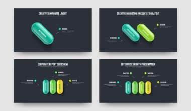 Yaratıcı Öngörü 1-2-3-4 Seçenek Şablon Şablonu İllüstrasyon Seti. Pazarlama Büyümesi 1234 Adım Slayt Gösterisi Yerleşimi Koleksiyonu.