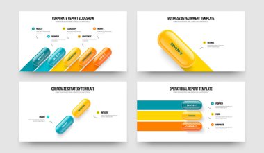 Enterprise Showcase 5123 Element Diyagram Kaydırma Tasarımı Seti. Hizmet Performansı Beş Bir İki Üç Seçenek Slayt Gösterisi Şablon Vektör Çizim Koleksiyonu.