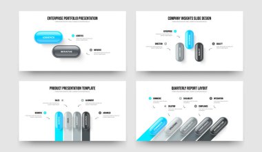 Finansal Plan 2345 Seçenek Diyagramı Sunum Tasarım Koleksiyonu. Şirket Kampanyası İki Üç Dört Beş Adım Slayt Gösterisi Şablon Vektör Resimleri Paketi.