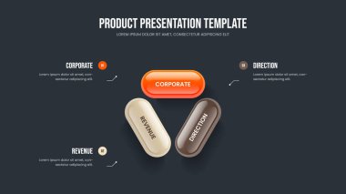 Kurumsal Görselleştirme Çerçeve Tasarımı Vektör İllüzyonu. Servis Planı 3 Element Bilgi Sunum Şablonu. Danışmanlık Profili 3 Seçenek Diyagramı Slayt Düzeni.