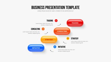 İş Stratejisi Dört Seçenek Diyagram Kaydırma Şablonu. Hizmet Kampanyası Slayt Gösterisi Tasarım Vektörü İllüstrasyonu. Yatırımcı Geliştirme 4 Adım Bilgisel Çerçeve Düzeni.