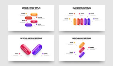 İş Performansı Dört Beş İki Üç Basamaklı Diyagram Sunum Düzeni Vektör Çizim Paketi. Yaratıcı Strateji 4523 Seçenek Slayt Gösterisi Tasarımı.