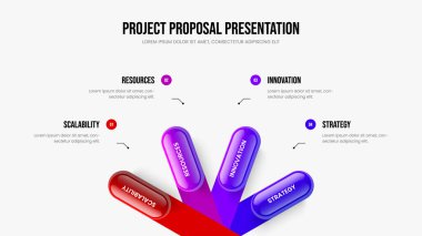 Ürün Kampanyası 4. Adım Diyagram Slayt Gösterisi Düzeni. Proje Görselleştirme Sunum Şablonu Vektör İllüzyonu. Dijital Brifing Dört Seçenek Bilgi Çerçeve Tasarımı.