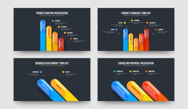 Proje Performans Dört Beş İki Üç Basamaklı Slayt Gösterisi Tasarım Vektörü Çizim Paketi. Pazarlama Fırlatma 4523 Seçenek Şablon Koleksiyonu.