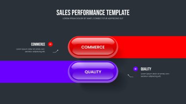 Profesyonel Fırlatma Kaydırağı Tasarım Vektörü İllüstrasyonu. Dijital Hava Durumu 2 Element Bilgi Slayt Gösterisi Şablonu. Pazarlama Önerisi İki Seçenek Diyagramı Sunum Düzeni.