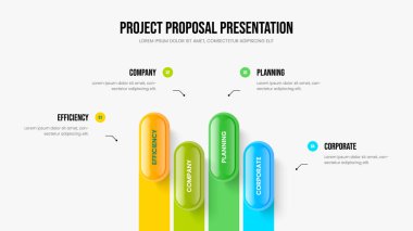 Profesyonel Fırlatma Dört Element Diyagramı Kaydırma Düzeni. 4. Adım Bilgi Şablonu Danışmanlık Planı. Yaratıcı Teklif Sunumu Tasarım Vektörü İllüstrasyonu.