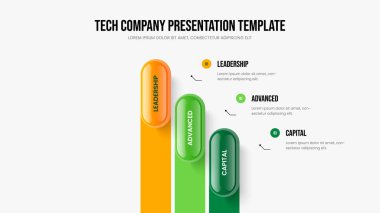 Görsel İcat Üç Adım Diyagram Şablonu. Enterprise Growth Slayt Tasarım Vektörü İllüstrasyonu. Modern Brifing 3 Element Bilgisel Slayt Gösterisi Düzeni.