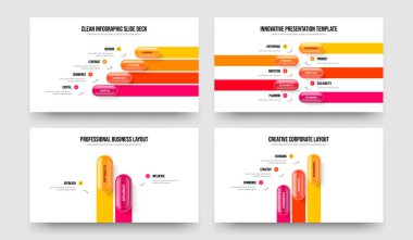 Danışmanlık Denetim Dört Beş İki Üç Seçenek Diyagramı Sunum Şablonu Vektör İllüzyon Kümesi. Reklam İçgörüsü 4523 Adım Bilgi Kaydırma Yerleşimi Paketi.