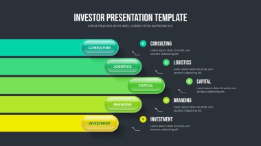 Profesyonel Gelişim Çerçeve Tasarım Vektörü İllüstrasyonu. Yaratıcı Portföy Beş Element Bilgi Kaydırma Şablonu. Reklam Gösterisi 5 Adım Diyagram Slayt Gösterisi Yerleşimi.