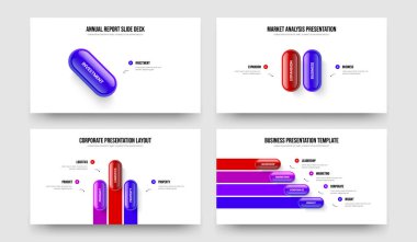 Dijital Rapor 1234 Element Diyagramı Şablon Paketi. Modern Hava Durumu 1-2-3-4 Adım Bilgi Kaydırağı Tasarım Vektörü Çizimi.