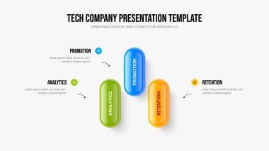 Proje Portföy Çerçeve Düzeni Vektör İllüstrasyonu. Şirket Planlama 3 Element Diyagramı Sunum Şablonu. Yatırımcı Raporu Üç Seçenek Bilgisel Slayt Tasarımı.