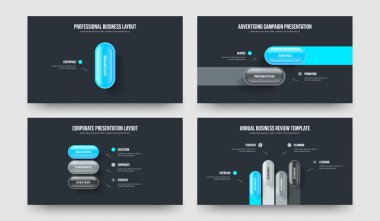 Finansal Çözüm Bir İki Üç Dört Adım Bilgi Kaydırağı Tasarım Vektörü İllüstrasyon Koleksiyonu. Yatırımcı Genel Görünümü 1234 Seçenek Diyagramı Sunum Düzeni Paketi.