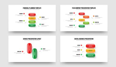 Servis Çözümü 4523 Basamaklı Tanıtım Şablonu Paketi. Satış Raporu 4-5-2-3 Element Diyagramı Çerçeve Tasarımı Vektör Resimleri Koleksiyonu.