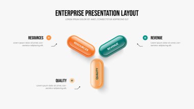 Proje İcat 3 Adım Diyagram Slayt Şablonu. Profesyonel Review Slayt Tasarım Vektörü İllüstrasyonu. Kurumsal Kampanya Üç Seçenek Bilgi Çerçevesi Düzeni.