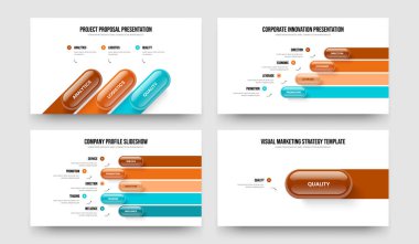 Yaratıcı Teklif 3-4-5-1 Seçenek Tanıtım Şablonu Vektör İllüstrasyon Koleksiyonu. Modern Genel Görünüm 3415 Element Diyagramı Çerçeve Düzeni Paketi.