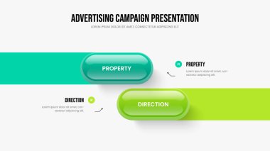 Atılgan, Slayt Düzeni Vektör İllüstrasyonu 'nu başlat. Profesyonel İnceleme İki Adım Diyagram Şablonu. Modern Geliştirme 2 Seçenek Bilgisel Sunum Tasarımı.