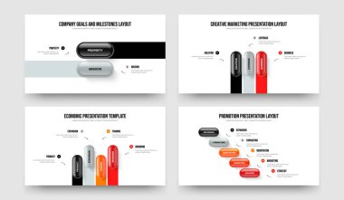 Profesyonel Giriş 2-3-4-5 Element Diyagramı Şablon Vektör Resimleri Paketi. Yatırımcı Gözden Geçirmesi 2345 Adım Bilgisel Sunum Düzeni Ayarları.