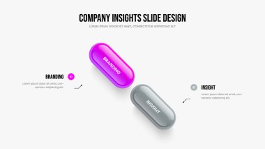 Pazar Geliştirme Sunum Şablonu Vektör İllüstrasyonu. Pazarlama Görselleştirme 2 Element Diyagramı Düzenleme. Enterprise Insight İki Seçenek Slayt Gösterisi Tasarımı.