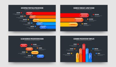 İş Profili 535 Adım Diyagram Slayt Gösterisi Tasarım Paketi. Profesyonel Planlama Beş Üç Dört Beş Element Bilgi Sunumu Vektör Çizim Koleksiyonu.