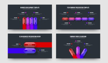 İş Stratejisi Dört Beş İki Üç Basamaklı Bilgi Sunumu Vektör İllüstrasyon Koleksiyonu. Proje Analizi 4523 Element Diyagramı Şablon Paketi.