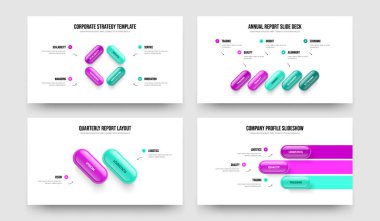 Finansal Büyüme 4523 Element Bilgi Slayt Gösterisi Düzeni Koleksiyonu. Piyasa Portföyü Dört Beş İki Üç Seçenek Diyagram Çerçeve Tasarım Vektörü İllüstrasyon Kümesi.