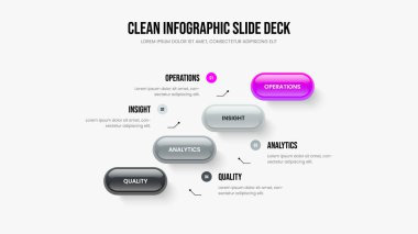 Yaratıcı Portföy Dört Seçenek Bilgi Şablonu. Profil Slayt Gösterisi Düzeni Vektör İllüstrasyonu Reklamı. İş Geliştirme 4 Element Diyagramı Sunum Tasarımı.