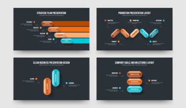 Yatırım Profili 4523 Element Diyagramı Sunum Şablonu Koleksiyonu. Şirket Brifingi Dört Beş İki Üç Adım Slayt Gösterisi Düzen Vektörü İllüstrasyonu.