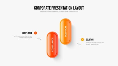 Şirket Portföyü İki Element Bilgi Kaydırma Düzeni. Servis Genel Görünümü 2 Seçenek Diyagram Slayt Gösterisi Tasarımı. Dijital Geliştirme Sunum Şablonu Vektör İllüstrasyonu.